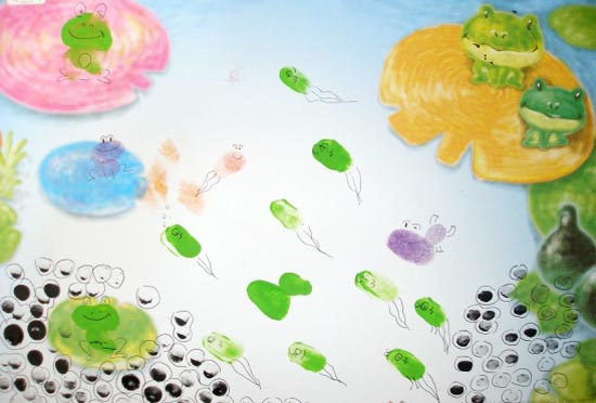 幼儿园大班手印画教案：青蛙和蝌蚪