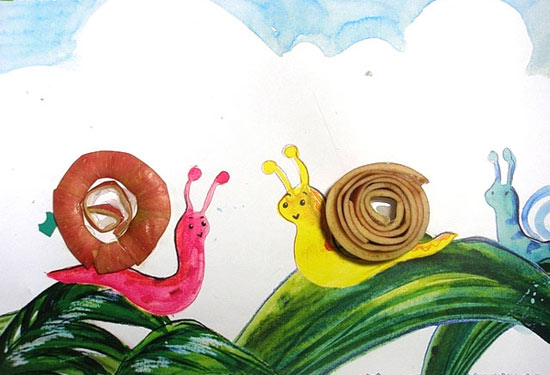 幼儿园大班美术造型教案：给蜗牛们盖房子