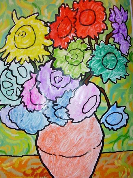 幼儿园大班美术教案：梵高的画-向日葵