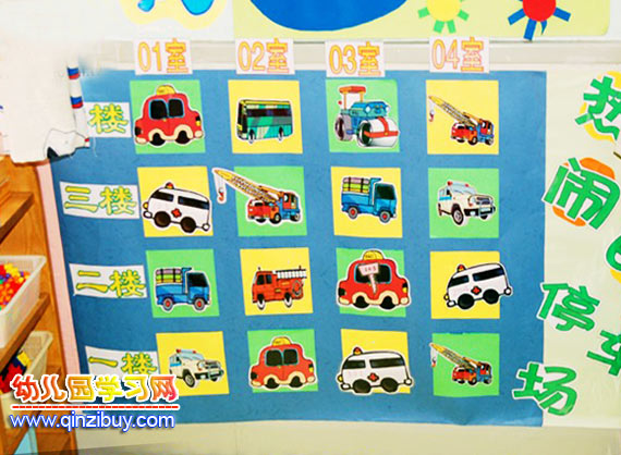 停车场的秘密_幼儿园主题墙布置图片(在幼儿园墙面学习)