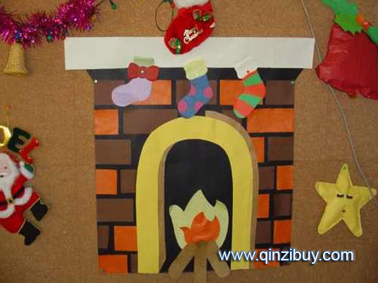 幼儿园主题墙：圣诞壁炉