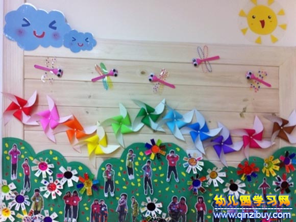 蜻蜓飞│幼儿园夏天墙面布置图片
