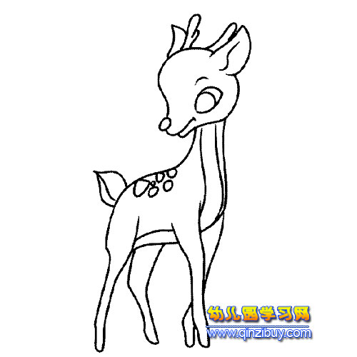 回头看的小鹿简笔画2