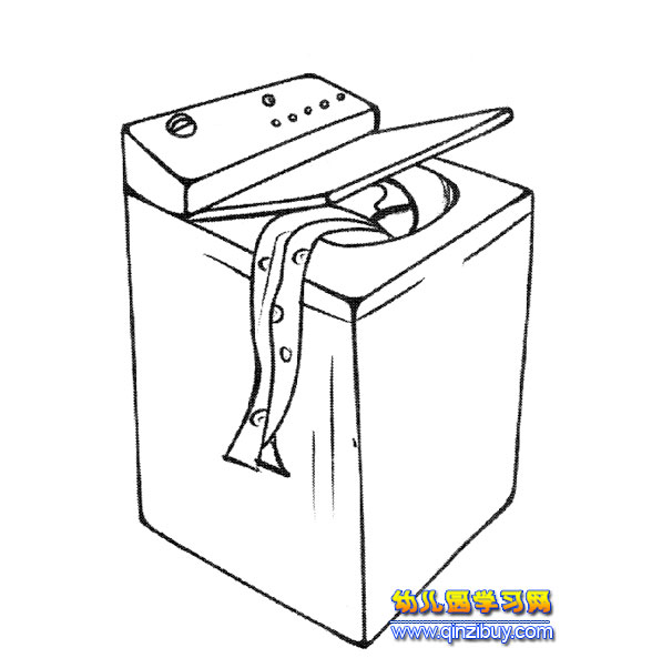 正在洗衣服的洗衣机简笔画-幼儿园教案网
