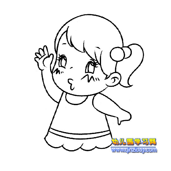 简笔画:漂亮的小女孩5-幼儿园教案网
