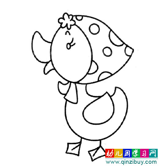 戴着小红帽的鸭子(简笔画)-幼儿园教案网