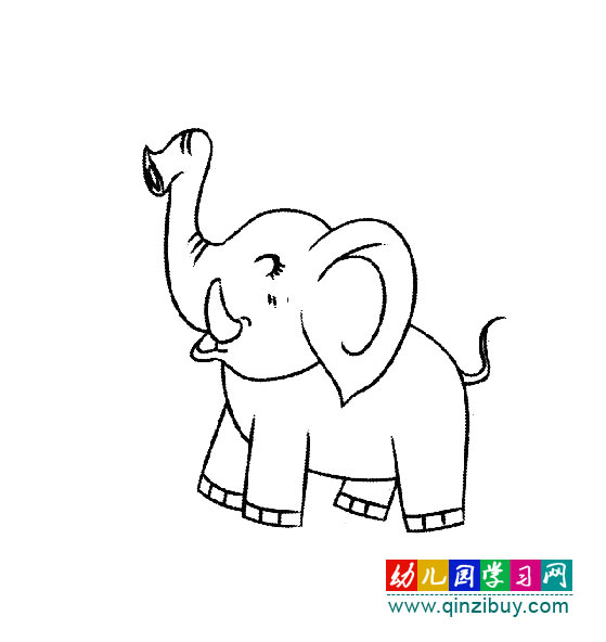 长鼻子大象(动物简笔画)