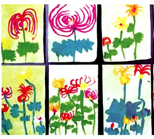 幼儿园中班画画教案设计：卷卷头发的菊花