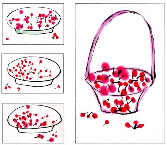 幼儿园中班中国画教案设计：好吃的樱桃